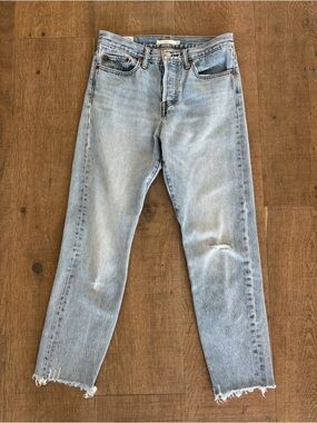 levi’s wedgie straight leg jeans raw hem button fly